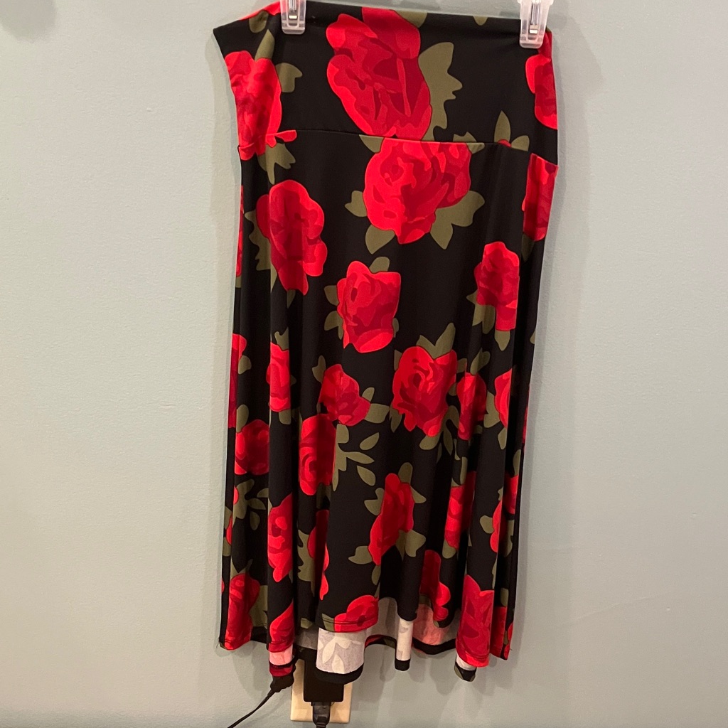 Lularoe Floral Black And Red Skirt